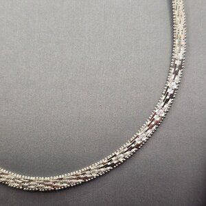 Sterling Silver Woven Link Necklace 18" 5mm Chain Diamond Cut Signed MBC Italy